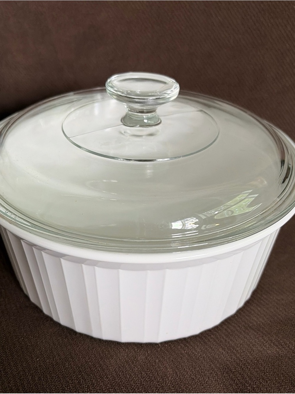 Corning Ware French White Round Casserole Dish Pyrex Glass Lid 2.5 L F-1-B